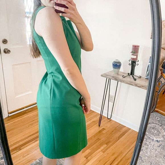 AKRIS Cutout Neckline Sheath Dress Green 6 - Picture 2 of 8